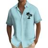Men's Summer New Loose Print Short Sleeve Shirt Cardigan Beach Shirt