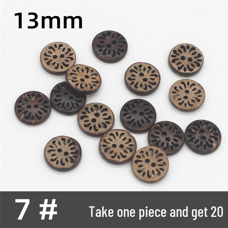 Natural Retro Coconut Shell Round Buttons for Children's Clothing