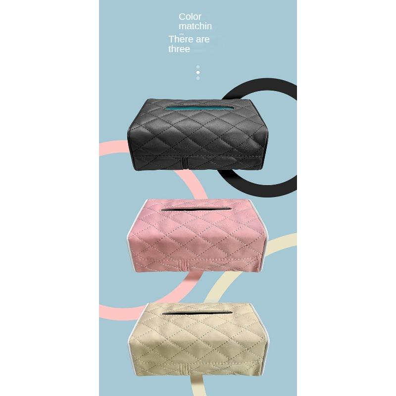 Car Tissue Box Buggy Bag Car Armrest Box Tissue Bag Hanging On Chair Back Tissue Bag DIY Diamond Grid Paper Extraction Box