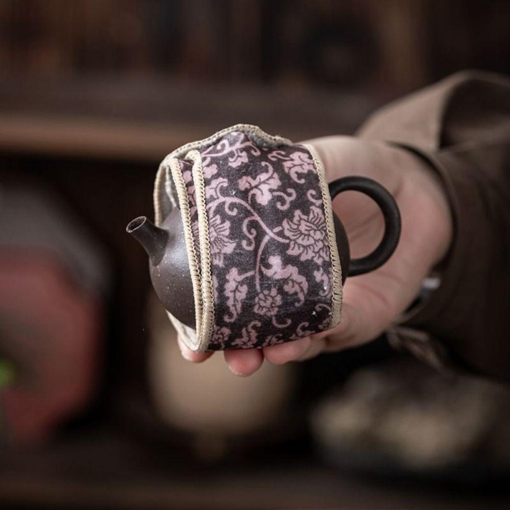 Anti-Drop Teapot Cover Cloth Suede Teapot Carrying Cover Retro Tea Accessories Tea Ceremony