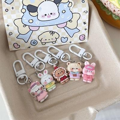 Cute Resin Rabbit Doll Key Chain Animal Cartoon Funny Cat Key Ring Creative Mini Bear Bear Bag Pendant Small Gifts