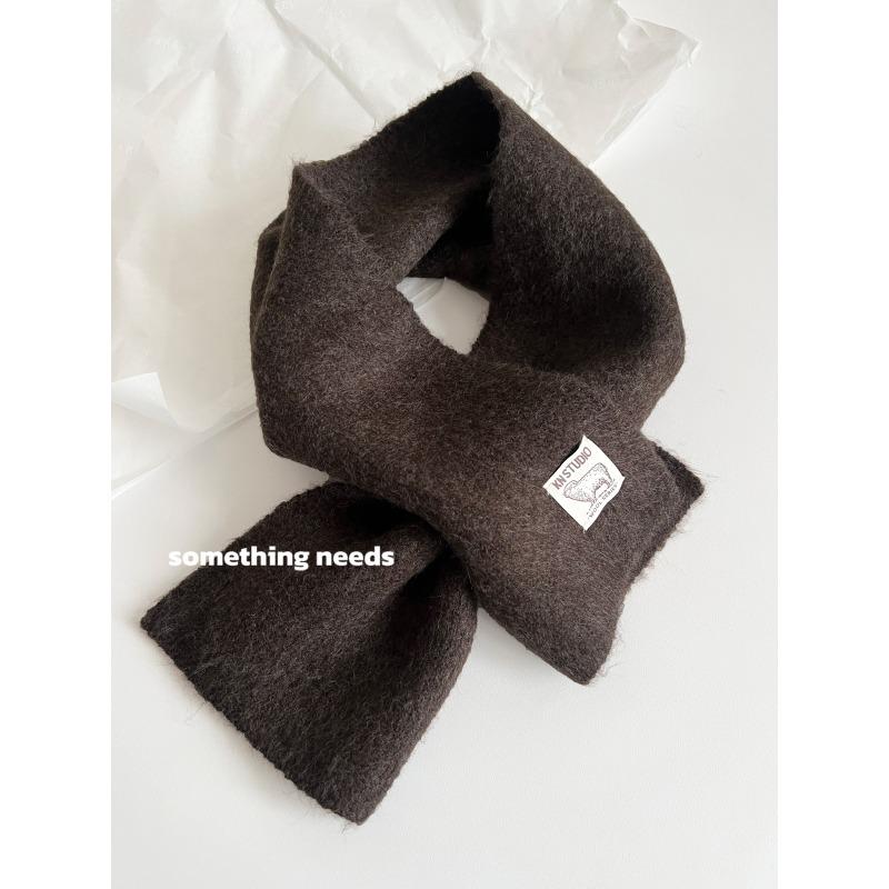 

Зимний шерстяной вязаный однотонный шарф для женщин Простой новый модный бафф и шарф для пар 90*27cm