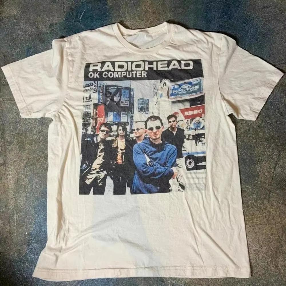 Radiohead Hip Hop Rock Band Street Fashion Classic Casual Crew Neck Oversized Pure Cotton Unisex Women And Men T-Shirt