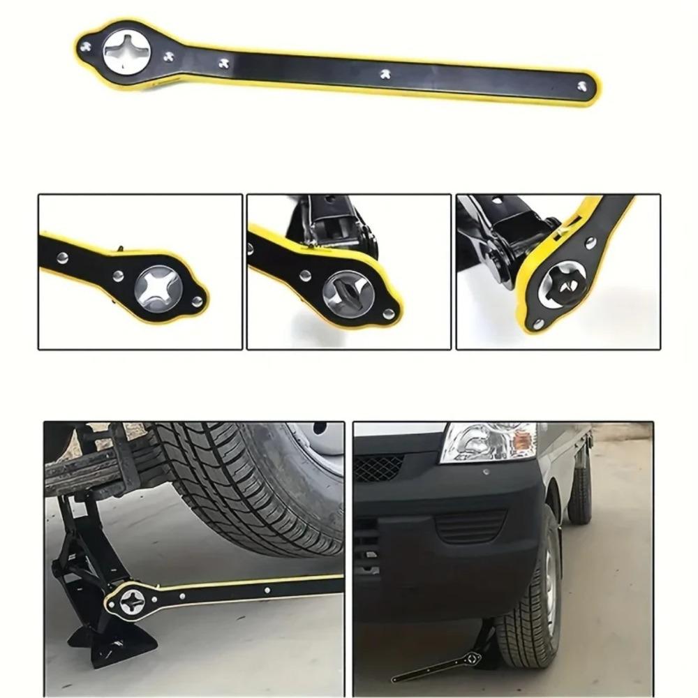 Hand-Cranked Vehicle Jack & Labor-Saving Wrench for Tire Changes on Small Cars & Sedans - Hydraulic Horizontal Design