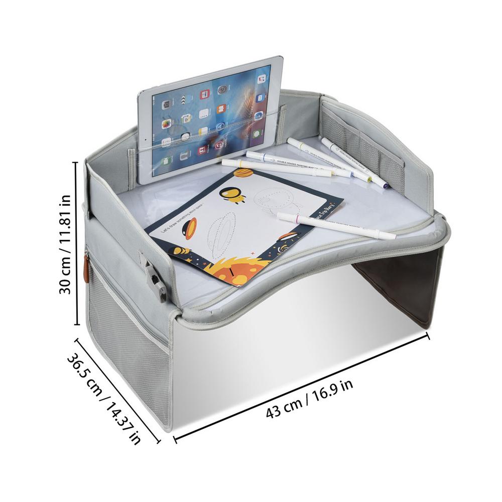 

Детский дорожный поднос, детское автокресло, столик на коленях, карманы для хранения художественных принадлежностей, водонепроницаемый поднос для рисования и письма для малышей