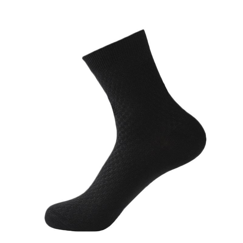 Men's Bamboo Fiber Odor-Resistant Summer Socks - Gray/Black Thin Mid-Calf Business Socks