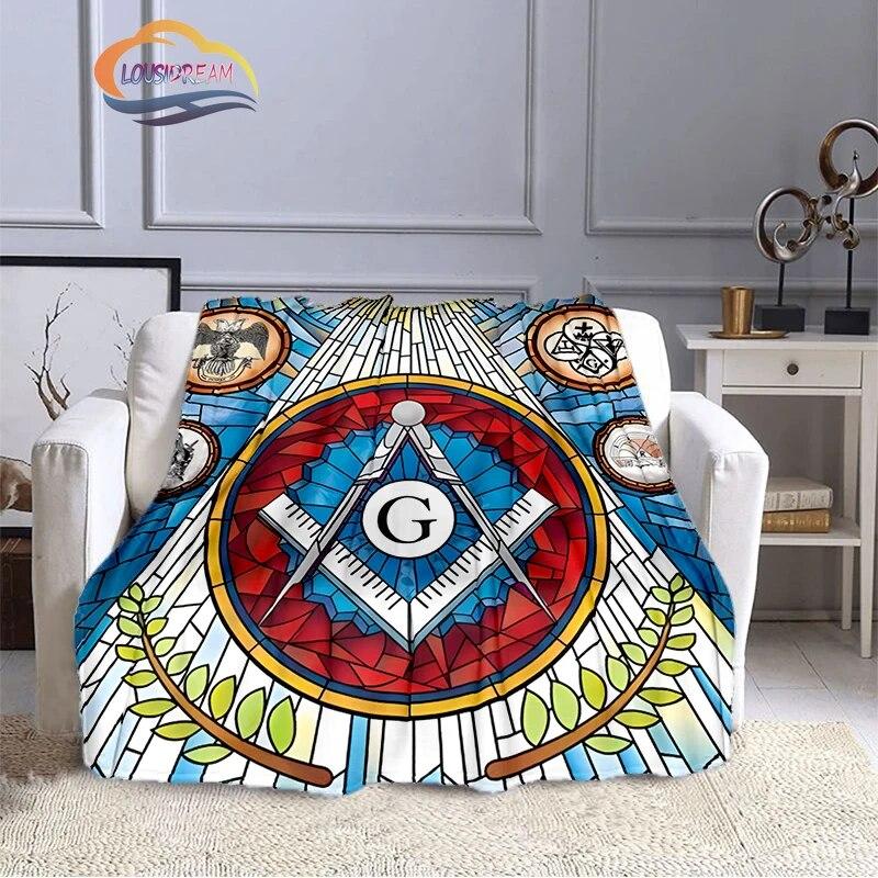 Fashion Patterns Masonic Portable Sofa Blanket Freemason Flannel Warm Four Seasons Camping Blanke Freemasonry Multi Size Blanket