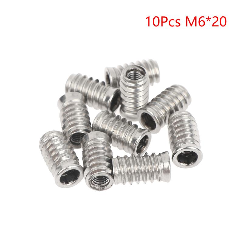 Hex Socket Insert Nuts 10pcs Threaded Embedded Fasteners Heavy Duty Hardware for Woodworking Cabinet Furniture Installation