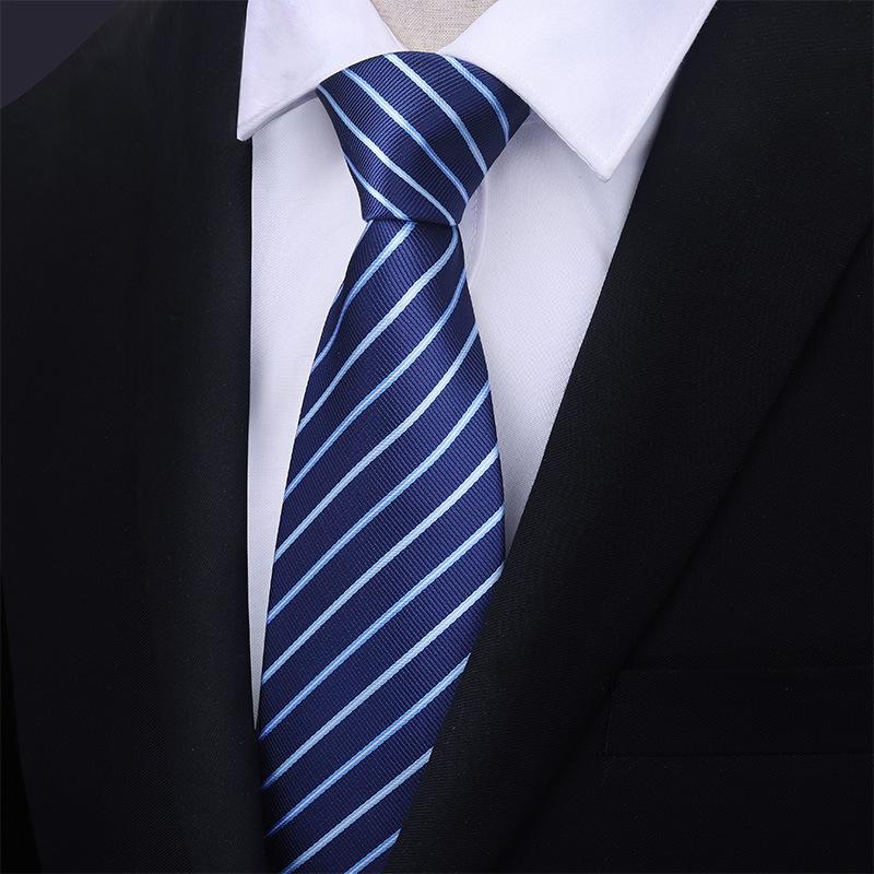 Men'S Blue Business Dress Tie Wedding Groom Work Korean Version Zipper-Style No-Beater Tie Gift Box