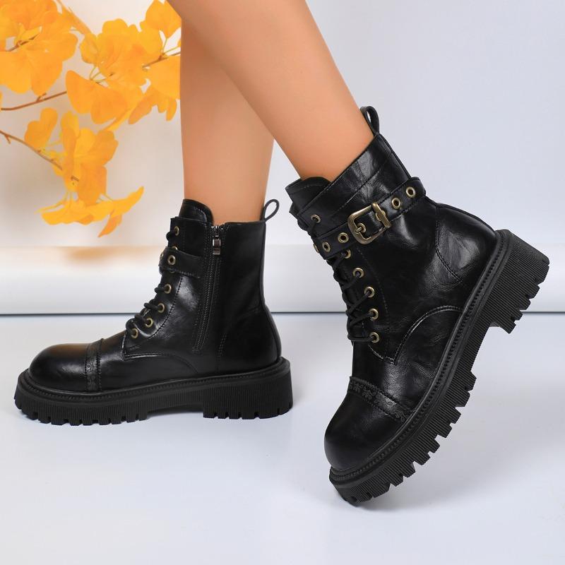 

2024 Горячая Распродажа Женской Туфли Женские Ботинки Со Шнуровкой Спереди Модные Ботинки С Молнией Сбоку Современные Женские Ботинки Новые Туфли С Пряжкой Для Женщин 42 чёрный