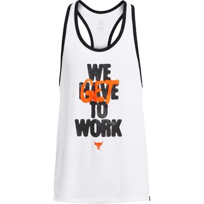 Project Rock Get To Work Letter Print Loose Fit Sleeveless Tank Top Men Tops White 1383299-100
