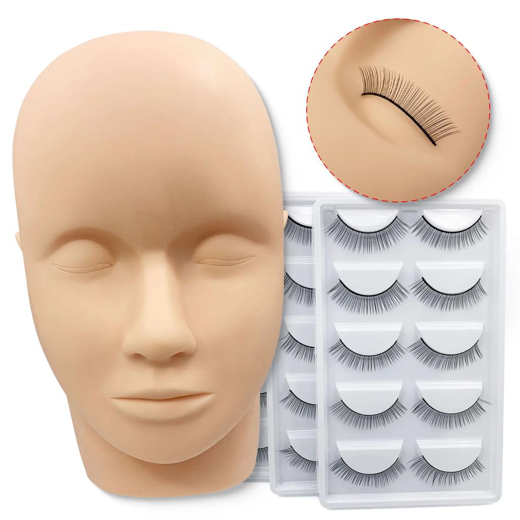 Wimpern-Packung Make-up Übungsmodell Falscher Schaufenkopf Übungs-Wimpernverlängerungszubehör Wimpernverlängerungs-Trainingskopf