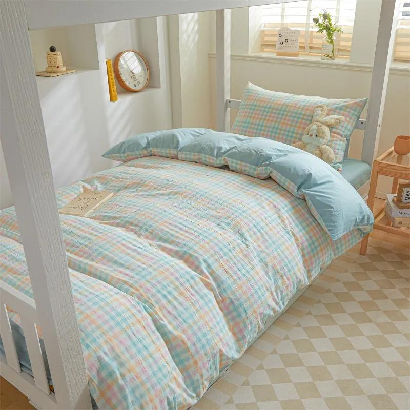 

2025 новый комплект из трех предметов из чистого хлопка для общежития для старшеклассников, одинарный пододеяльник, постельное белье для университетского общежития 1.2m sheet 3pcs