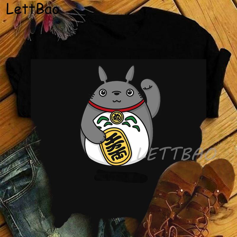 Plus Size Tops Women S T Shirt Fashion Funny Totoro Print T Shirt Summer Harajuku Streetwear 3XL