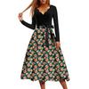 Women's Casual Fashion Floral Print Wave V Neck Vintage Dress