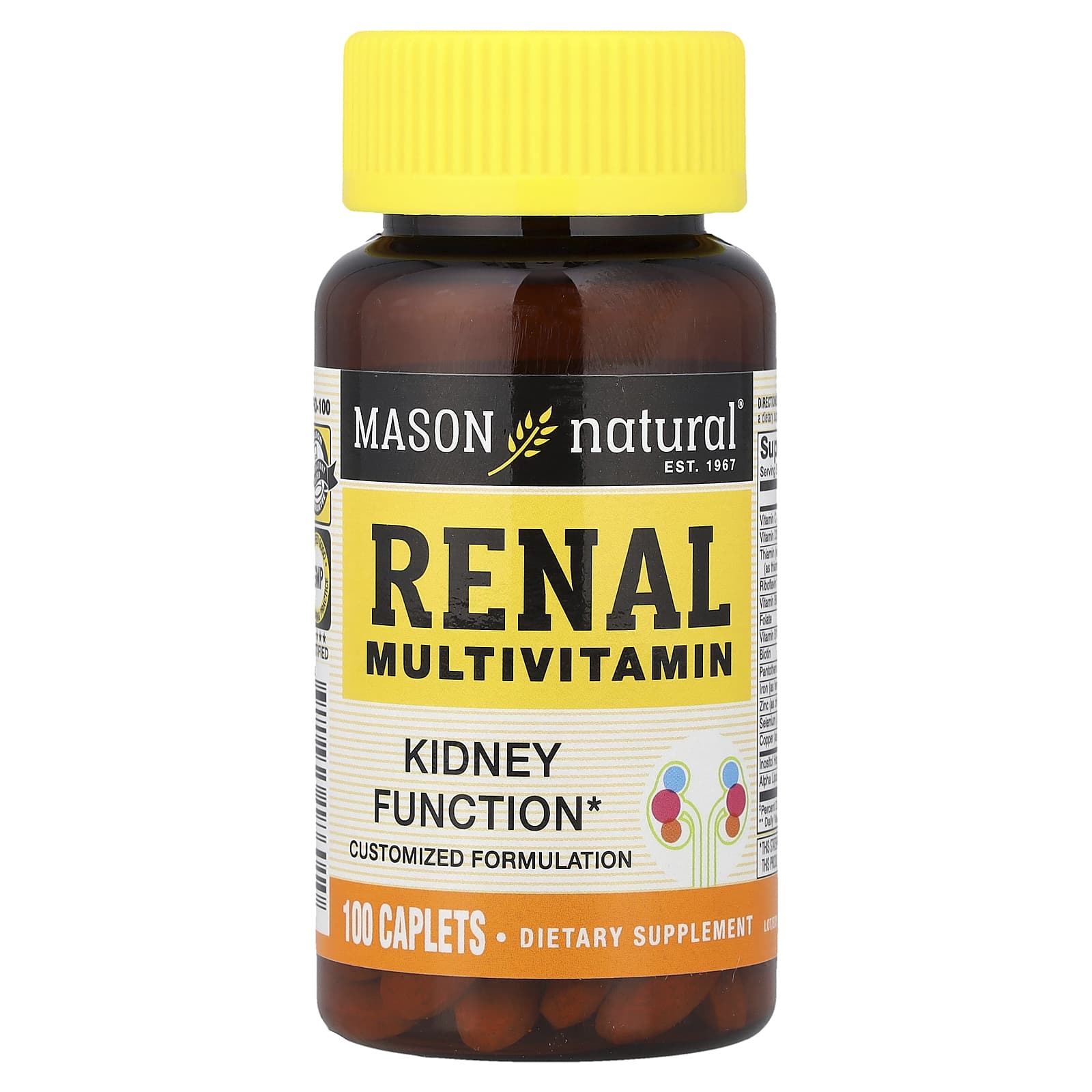 

Mason Natural Kidney Multivitamin, 100 Sugar-Coated Tablets