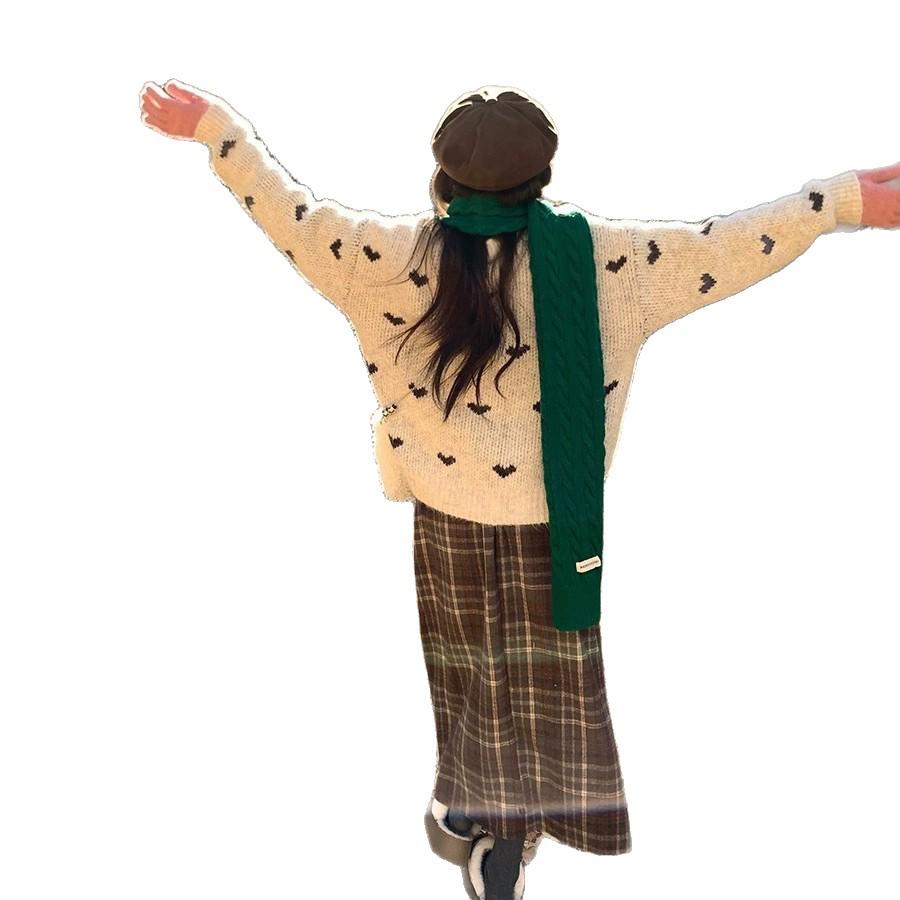 Korean Dongdaemun Women's Cozy Winter '25 Thick Knitted Cardigan Sweater