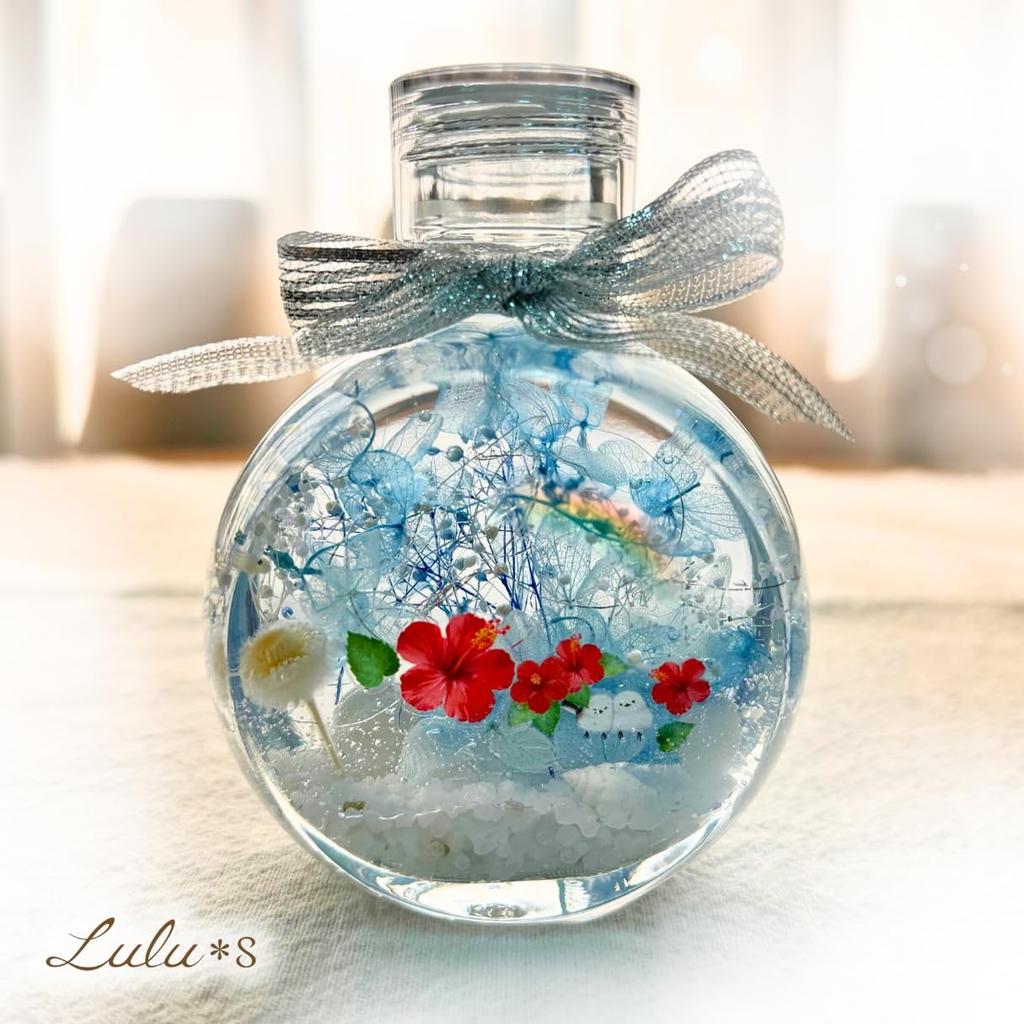 Herbarium Tit and Hibiscus Preserved Flowers Dried Flowers Summer Interior Decor Cool and Relaxing Glass Bottle Tropical Style Summer Gift Birthday