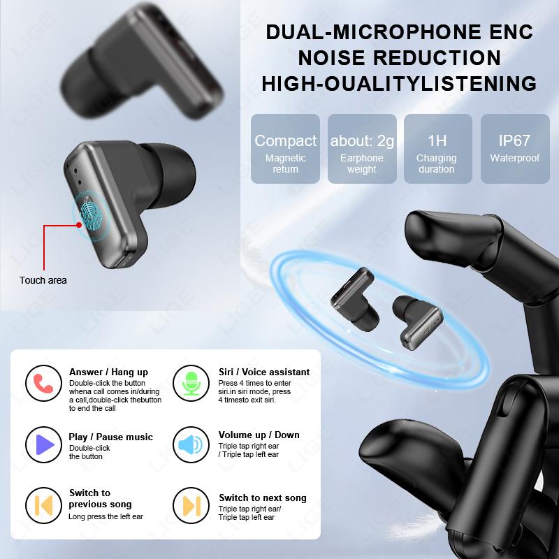 TWS 2 In 1 Headset Smart Watch 1.85" HD Wireless Bluetooth Calling Health Monitor Sports Fitness Watches With Headphones
