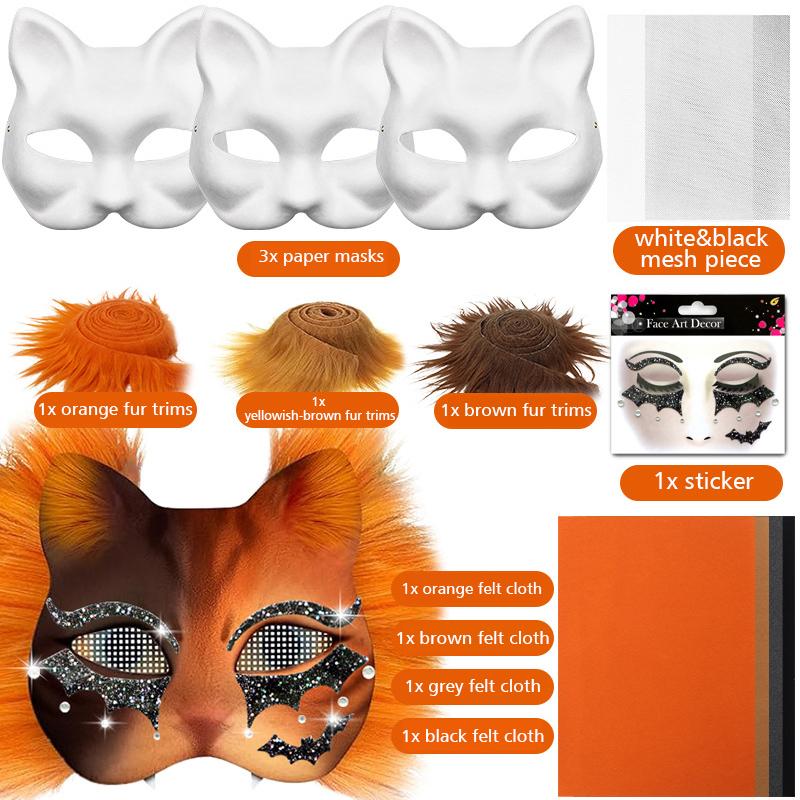 

12 шт./набор Пустая маска для вечеринки Животное Кошка Лиса Маска Хэллоуин Маскарад Ручная роспись Ручная работа Доступно несколько вариантов
