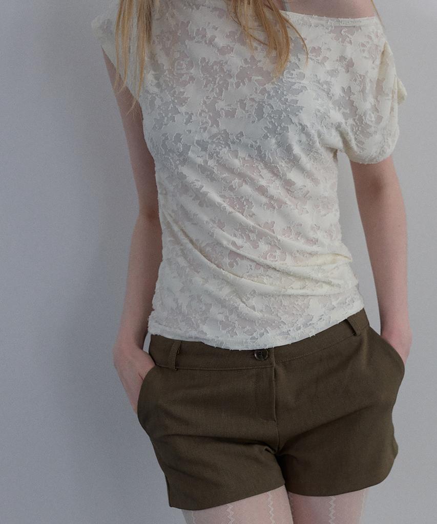 Unessin Jacquard Cowl-Neck Top_Ivory