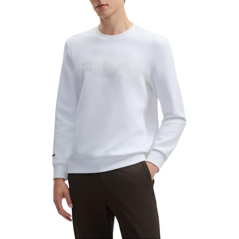 Fila White Series Brand Logo Fashion Casual Natural Simple Pullover Long Sleeve Sweatshirt Men Sweatshirt Jade-White F11M443205F-WT