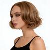 Women Synthetic Short Golden Brown Fluffy Hair Natural Wave Blonde Wigs For Daily Cosplay Heat Resistant Fiber