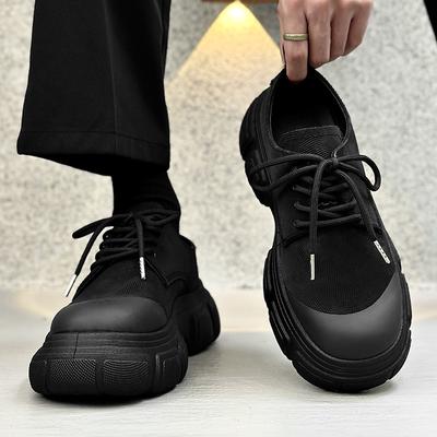 2024 Autumn New Men's Shoes Japanese and Korean Casual Shoes Men's Small Black Shoes Platform Single Shoes Travel Shoes
