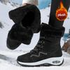 Women High Top Snow Boots Winter Plush Hiking Sneakers Comfort Air Cushion Daily Boots Non-slip Winter Outdoor Walking Boots