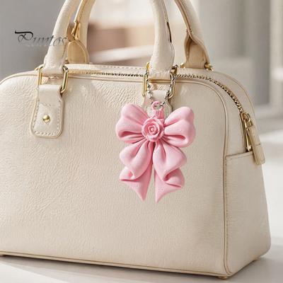 Ciondolo Fiocco Rosa Ciondolo Stampato 3D, Portachiavi Carino per Borsa, Portachiavi Versatile Ornamento Rosa da Appendere San Valentino, Decorazione Regalo Fidanzata