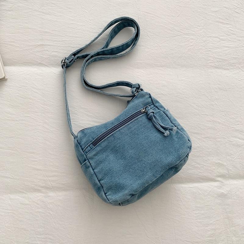Vintage Denimtasche Damen Mehrschichtig Kleine Tasche Bestickt Schulter Crossbody-Tasche