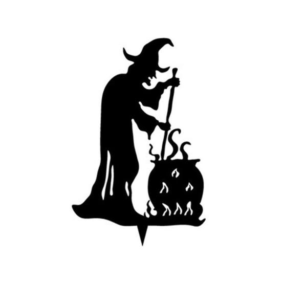 Yousheng 1/3Pcs Halloween Witch Decorative Garden Stake Weather-proof Metal Outdoor Patio Yard Lawn Spooky Witch Silhouette Sign Stake Ornament