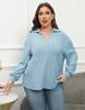 Women's Tops Polo Collar Sweater Pit Striped Base Shirt Casual T-shirt Versatile Pullover