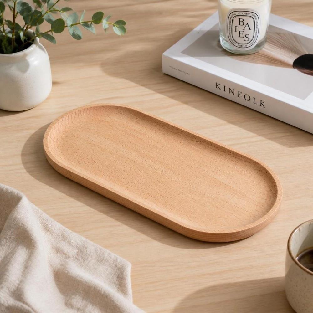 Japanese style Solid Wood Wooden Tray Oval Minimalist Serving Tray Portable Natural Bread Board Restaurant