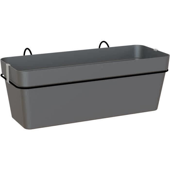 ARTEVASI Kit balcon Jardiniere CAPRI RE 50cm anthracite - 50,2 x 28,5 x h20 cm - 1,45L