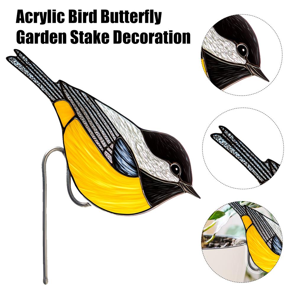Potted Plant Insert Bird Planter Decoration Stained Glass Garden Decoration Crafts Acrylic Home Decor Dress Up