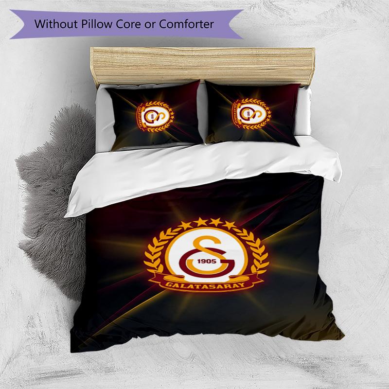 Set Lenzuola 3 Pezzi Stampato Galatasaray FC Traspirante Copripiumino con Federe Biancheria da Letto Decorativa per Camera da Letto Casa