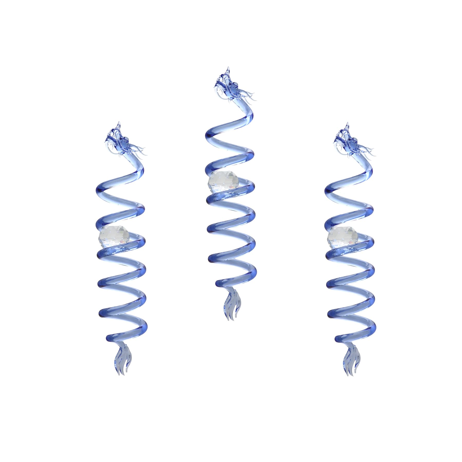 

Fourcart Cute Handmade Glass Dragon Suncatchers, Blue, Set of 3