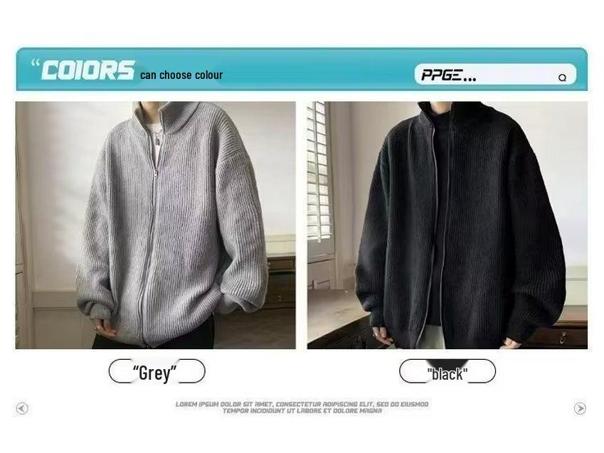 Men's Japanese Retro Zippered Cardigan Knitwear – Loose, Lazy Style for Spring and Autumn