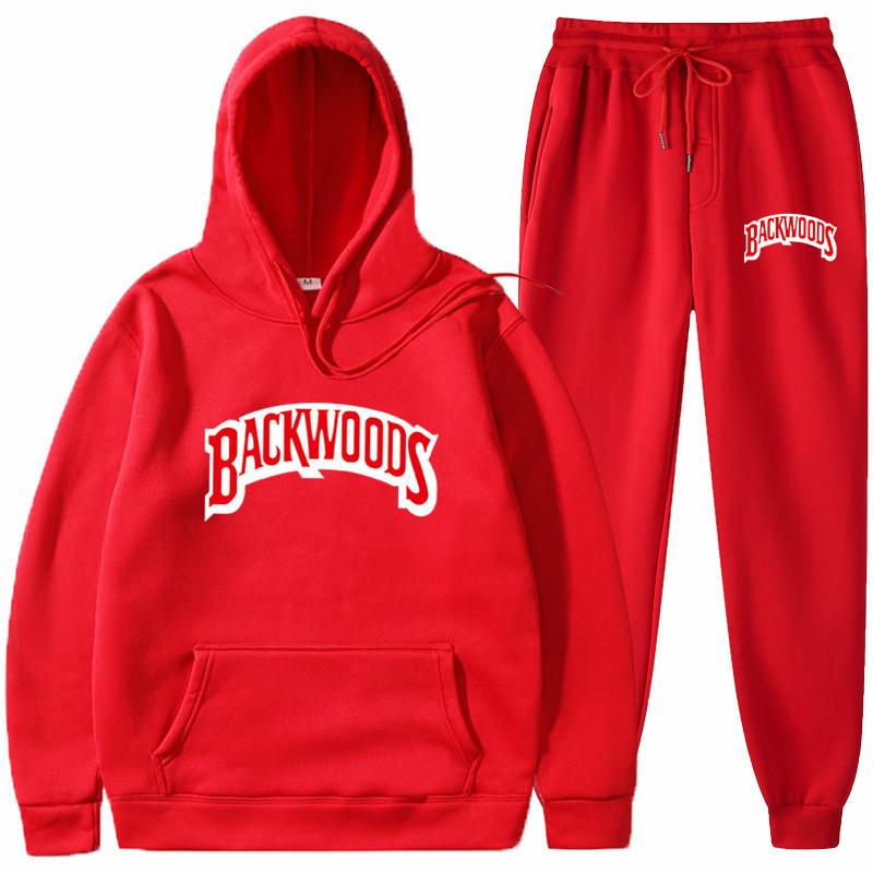 Tide Brand Sweater Set BACKWOODS Printed Men's and Women's Fleece Hoodie Two-piece Set