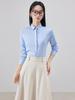 Women's Blue Long-Sleeve Professional Shirt - Solid Color, Ideal for Spring/Autumn Office and Interview Wear