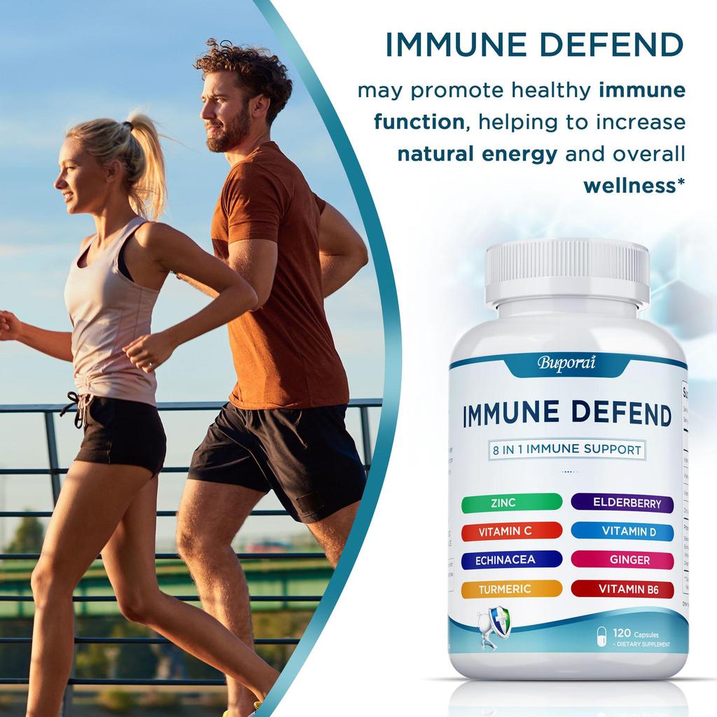 Multivitamin capsules, containing zinc, elderberry, vitamin D3, turmeric, immune support, antioxidant support, suitable for adults.