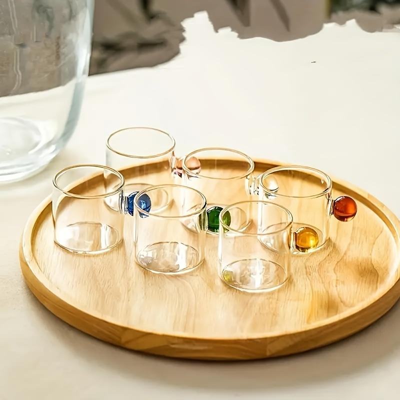 6pcs Espresso Cups Small Cup Home Glass Ball Handle Coffee Cup Tea Water Cup Heat Resistant Glass Teacups Juice Mug Table Decor