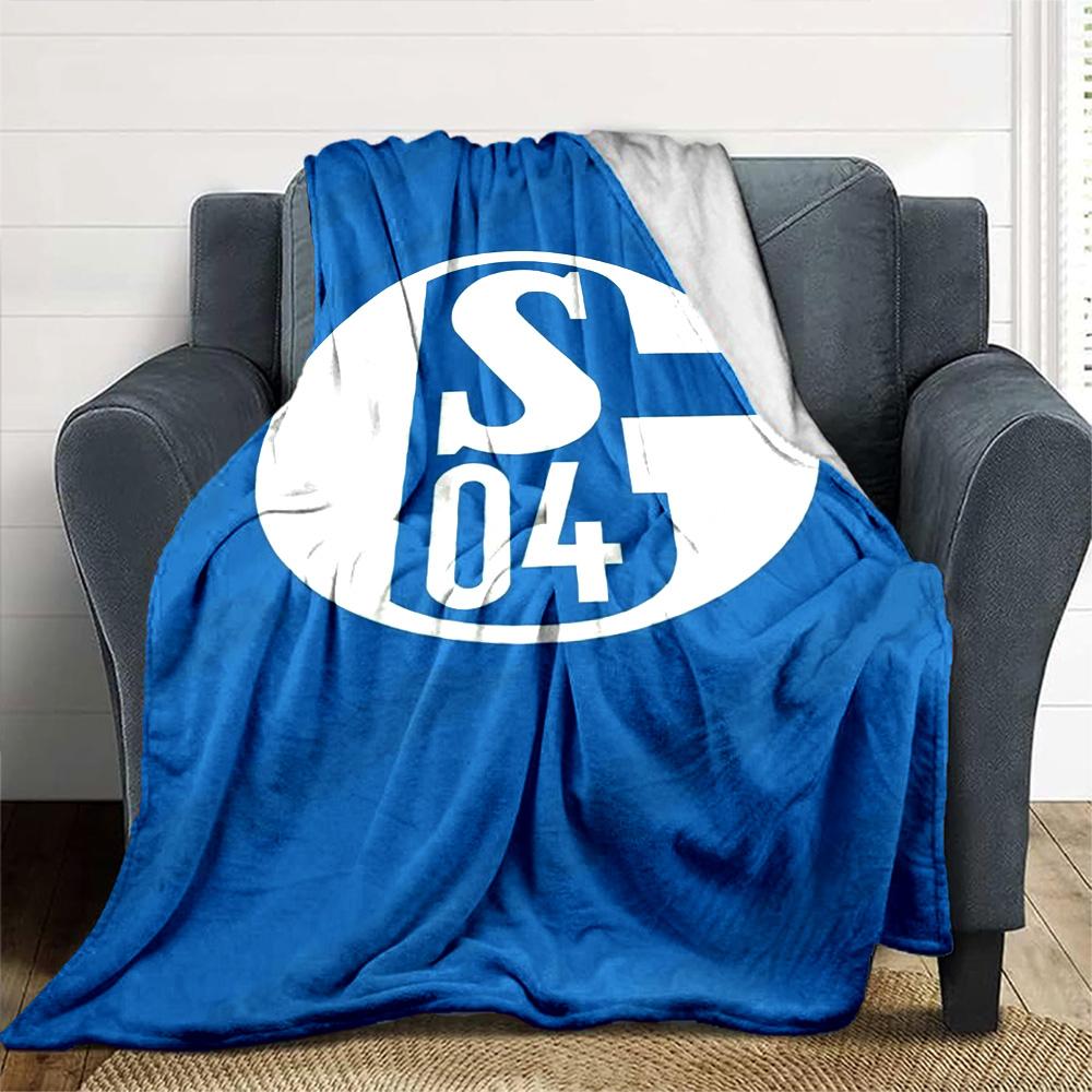 FC Schalke 04 Club Logo Flannel Throw Blanket, Soft Warm Sofa Bed Cover, Soccer Fan Home Decor Gift for Living Room Bedroom