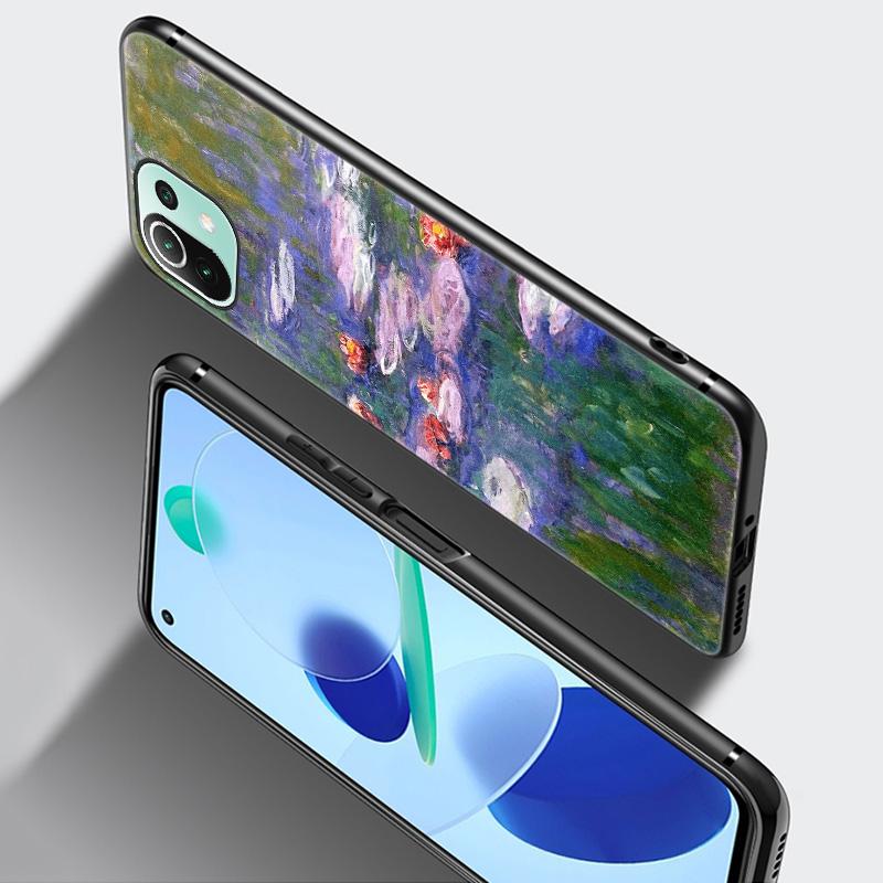 Etui na telefon Claude Monet dla Xiaomi Mi 11 Lite NE 11i 10T 11T Pro A2 A3 Lite POCO F3 M3 M4 C31 X3 Pro NFC GT Czarne etui