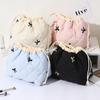 Ladies' Cotton Makeup Bag Embroidered Drawstring Storage Bag Travel Cosmetic Bags Large Capacity Hanging Toiletry Storage Bag