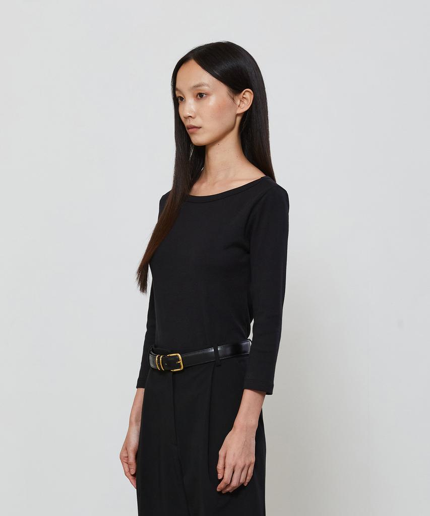 NOTIA Boat Neck Ribbed T-Shirt - Black
