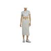 Nike Solid Color Logo Print Side Split Woven High Waist Midi Casual Skirt Women Skirts Gray DM6250-012