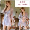 Women's Lace Sheer Deep V Padded Sleep Dress with Robe Lingerie Set