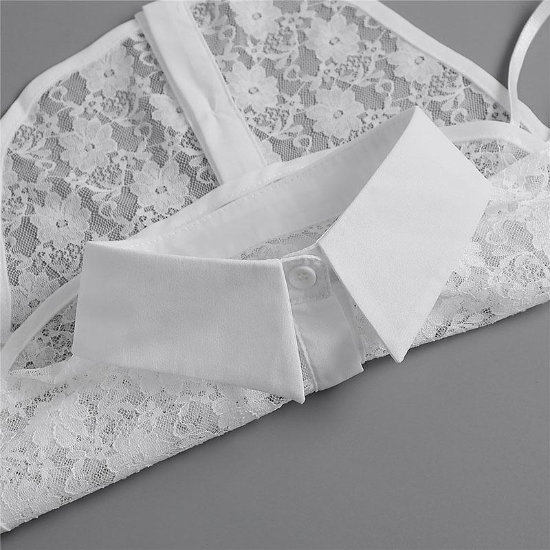 

Perfect Match Fashion White Fake Collar Women Detachable Collars Lace Embroidery False Collar Pearls Detachable Collar Lolita Half Shirt